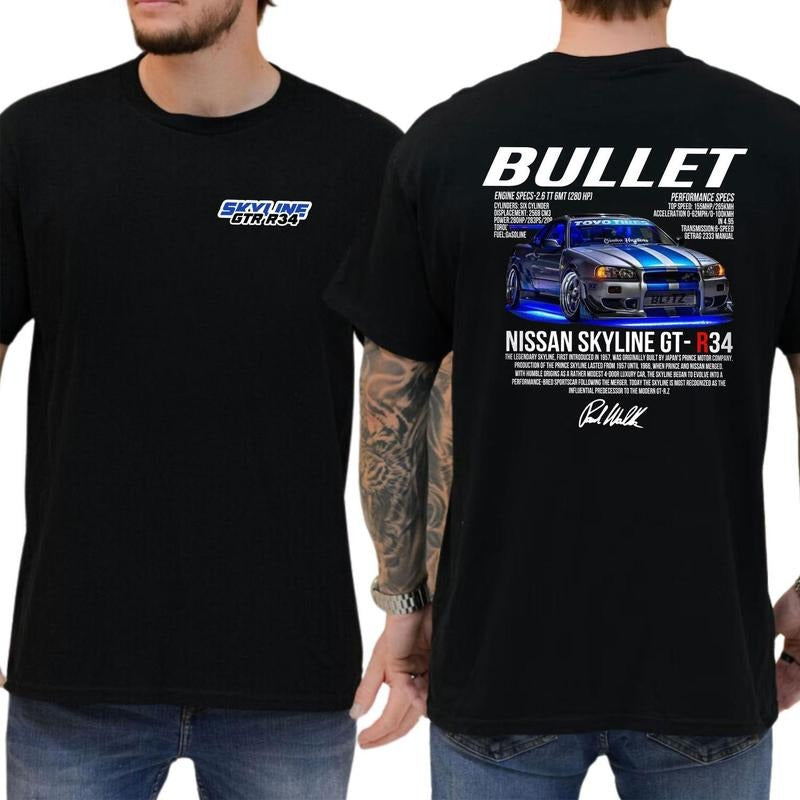 Bullet Skyline Nissan Gtr T-shirt Fast Car T-shirt Soft Fabric Short Sleeve Shirt Hoodie, Sweatshirt | UrbanDripWear.com