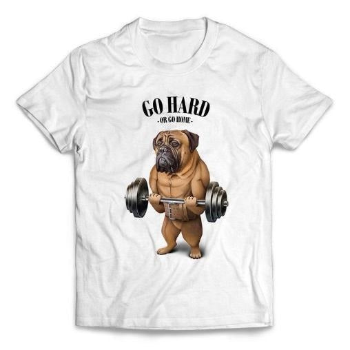 Bullmastiff Dog Weightlifting in Fitness Gym - Short-Sleeve Unisex T-Shirt Made in USA Hoodie, Sweatshirt | UrbanDripWear.com