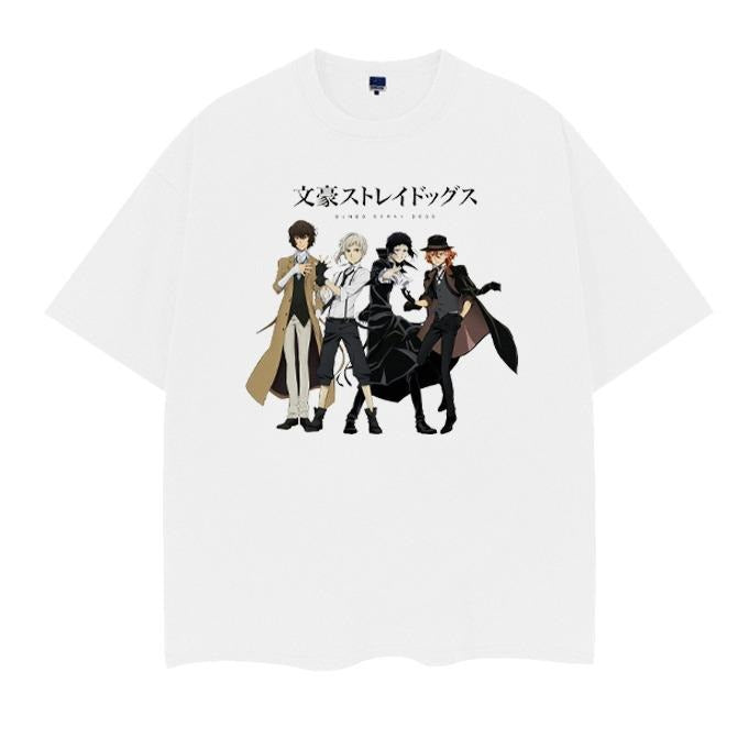 Bungou Stray Dogs "Group Photo" Vintage Oversized Tee Anime T-shirt 100% Cotton Original Design Men's Top Streetwear...