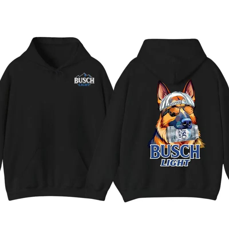 Busch German Shepherd 2 Sided Unisex Hoodie, Funny Dog With Beer Shirt, Vintage Shirt For men For women Sweatshirt