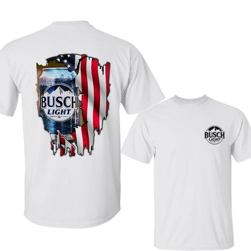 Busch Light American Flag T-Shirt, Custom Scenic Logo, Cotton Unisex, Full Color & Sizes Hoodie, Sweatshirt