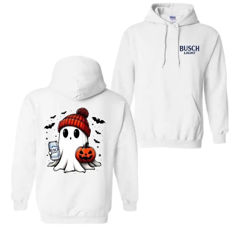 Busch Light Ghost Cute Pumpkin Halloween 2 Sided T-Shirt, Hoodie Trendy Sweatshirt | UrbanDripWear.com