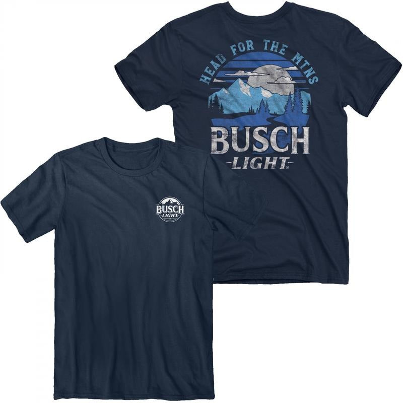 Busch Light Head For The MTNS Front and Back Print T-Shirt Hoodie, Sweatshirt | UrbanDripWear.com