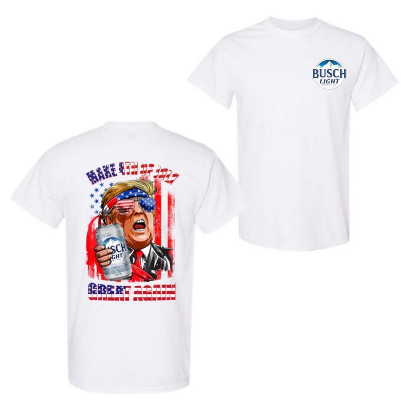 Busch Light Make 4th of July Great Again 2 Sided T-Shirt, Patriotic Beer Graphic Tee, Trendy Casual Wear, Perfect Gift...