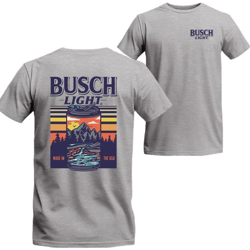 Busch Light Mans T-shirt, Busch Light Can Scenic Short Sleeve Tee, Unisex Shirt Hoodie, Sweatshirt | UrbanDripWear.com