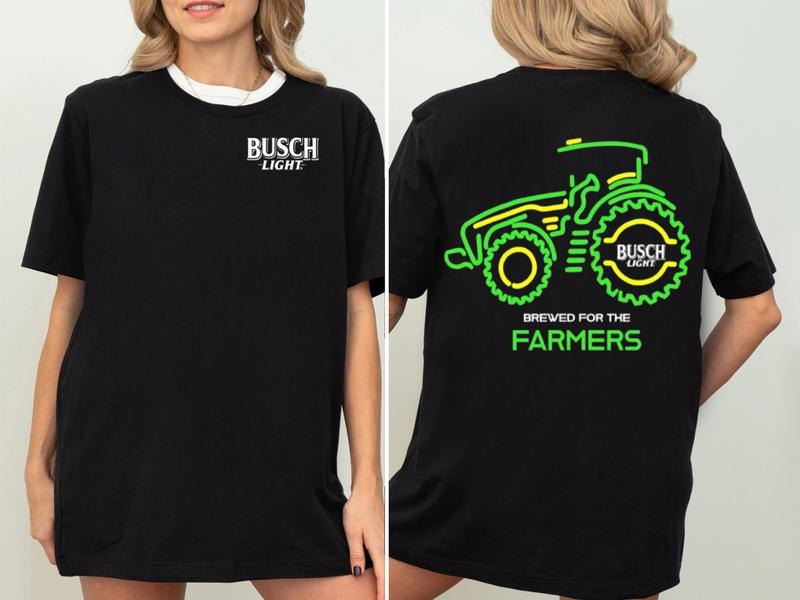 Busch Light T-Shirt Neon Tractor Design for Farmers, Trendy and Comfortable, 100% cotton Hoodie, Sweatshirt
