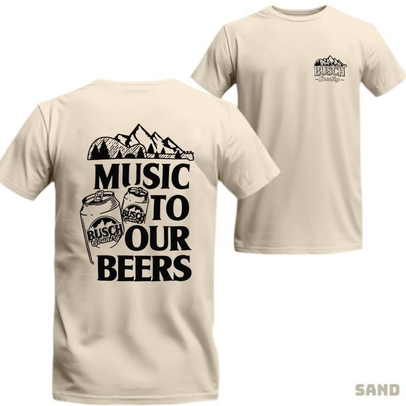 Busch Light T-shirt, Music to Our Beers Graphic Tee, Fun and Bold Shirt for Beer Lovers, Funny Drinking Casual Cotton Top...