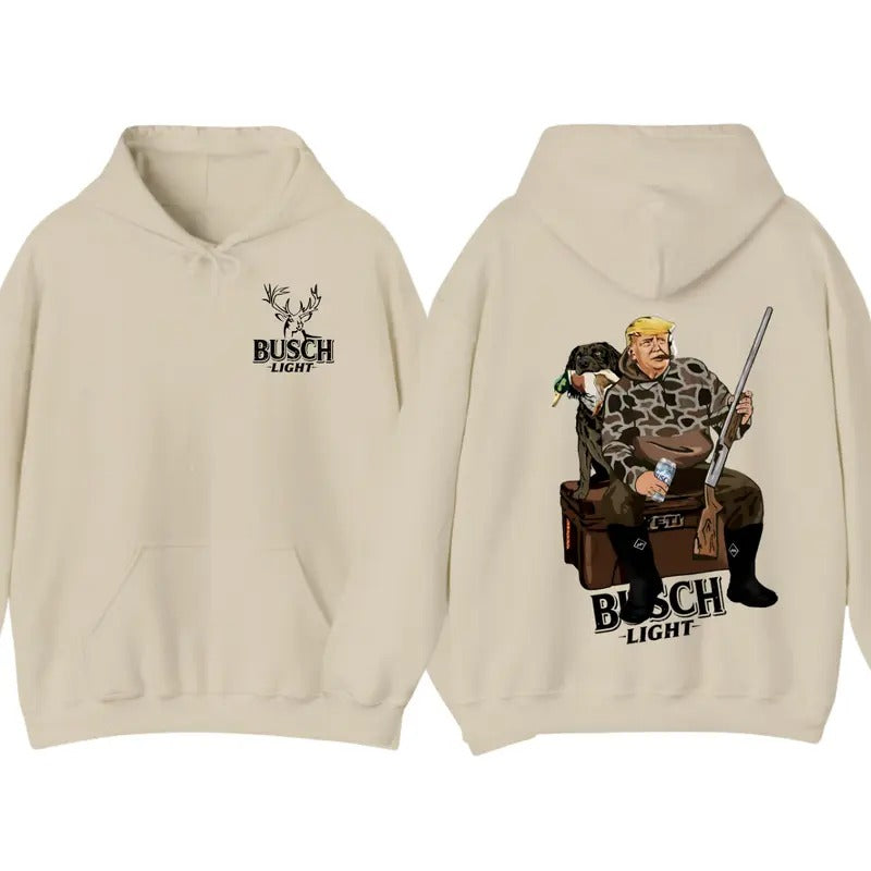 Busch Light Trump Duck Hunting Hoodie, Trump and Your Hunt Dog, Hunting Season, Lover Beer Shirt, Busch Light Hoodie For...
