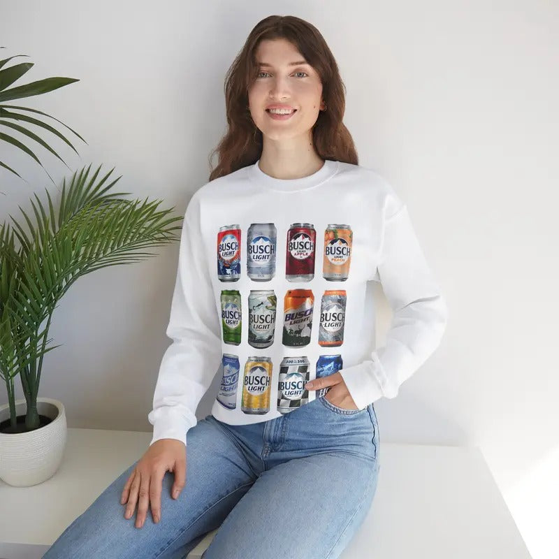 Busch Light and All the Limited Edition Cans Gildan-Unisex Sweatshirt Cotton Comfort Fabric T-Shirts, Hoodie