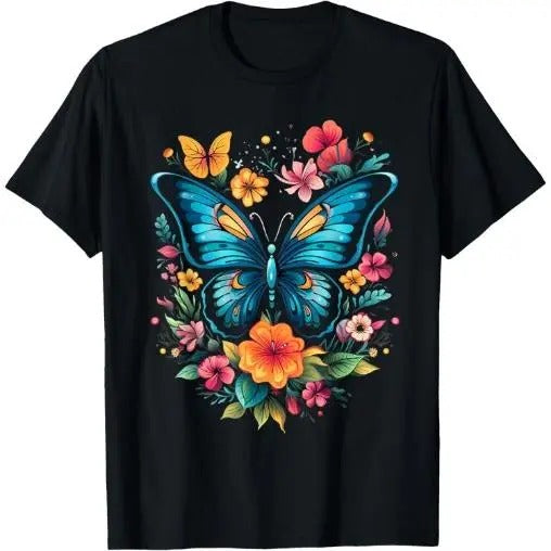 Butterfly With Flowers I Aesthetic Butterfly T-Shirt Made in USA Hoodie, Sweatshirt | UrbanDripWear.com
