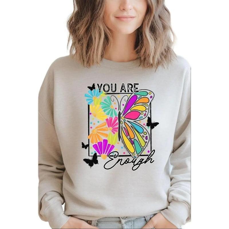 Butterfly You Are Enough Unisex NuBlend Crew Sweatshirt T-Shirts, Hoodie | UrbanDripWear.com
