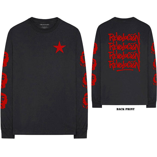 Che Guevara Unisex Long Sleeved T-Shirt: Revolution (Back & Arm Print)
