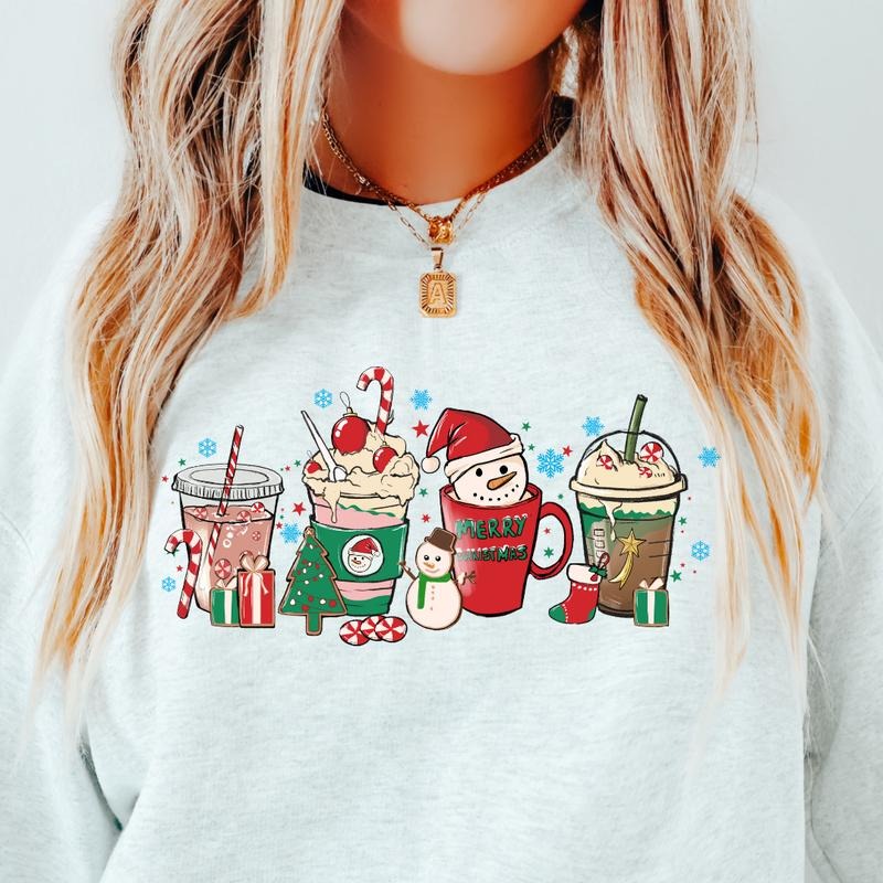 CHRISTMAS COFFEE CREWNECK (Crewneck Sweatshirt, Unisex Fit, Causal Sweatshirt for Christmas, Christmas Holiday...