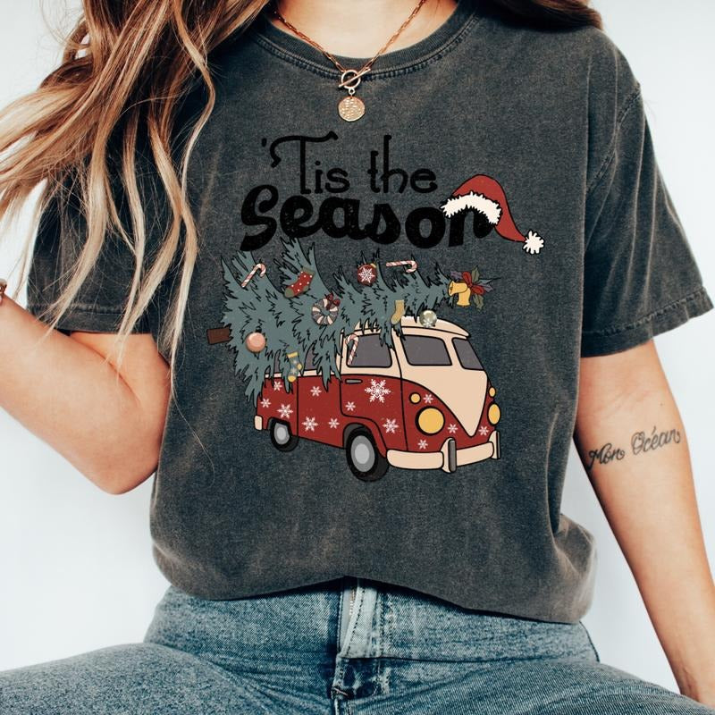 CHRISTMAS VAN T-SHIRT (COMFORT COLORS T-SHIRT, CASUAL SHIRT UNISEX, CHRISTMAS CLOTHING, GRAPHIC APPAREL, HOLIDAY SHIRT)...