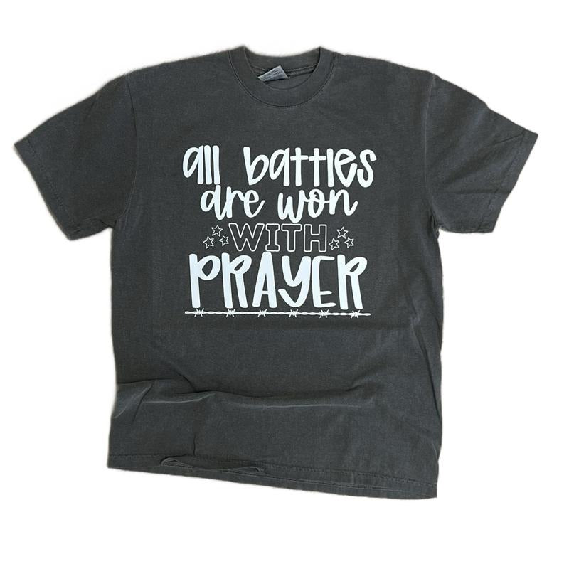 COMFORT COLORS - All Battles Are Won With Prayer on Pepper - Christian TShirt Hoodie, Sweatshirt | UrbanDripWear.com