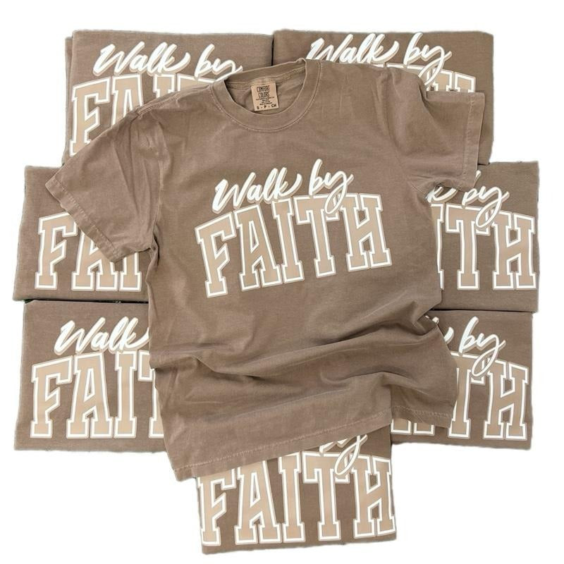 COMFORT COLORS - Walk By Faith on Espresso - Christian TShirt Hoodie, Sweatshirt | UrbanDripWear.com