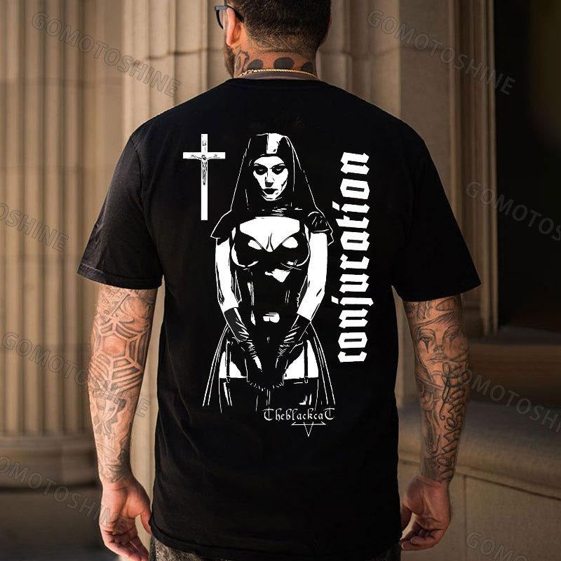 CONJURATION Nun Print Men's T-Shirt Hoodie, Sweatshirt | UrbanDripWear.com