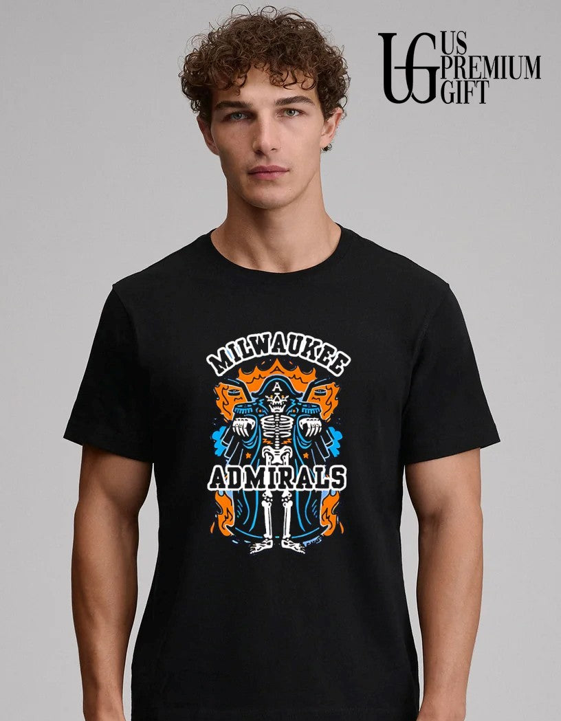 Milwaukee Admirals AHL Hockey Skeleton fire logo Milwaukee Admirals shirt