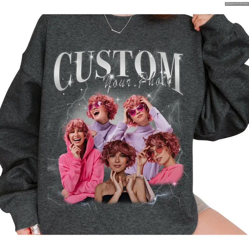 CUSTOM Bootleg Rap Sweatshirt, Custom Girlfriend 90's Photo Sweatshirt, Custom Graphic Bootleg TShirt , Global Trending...