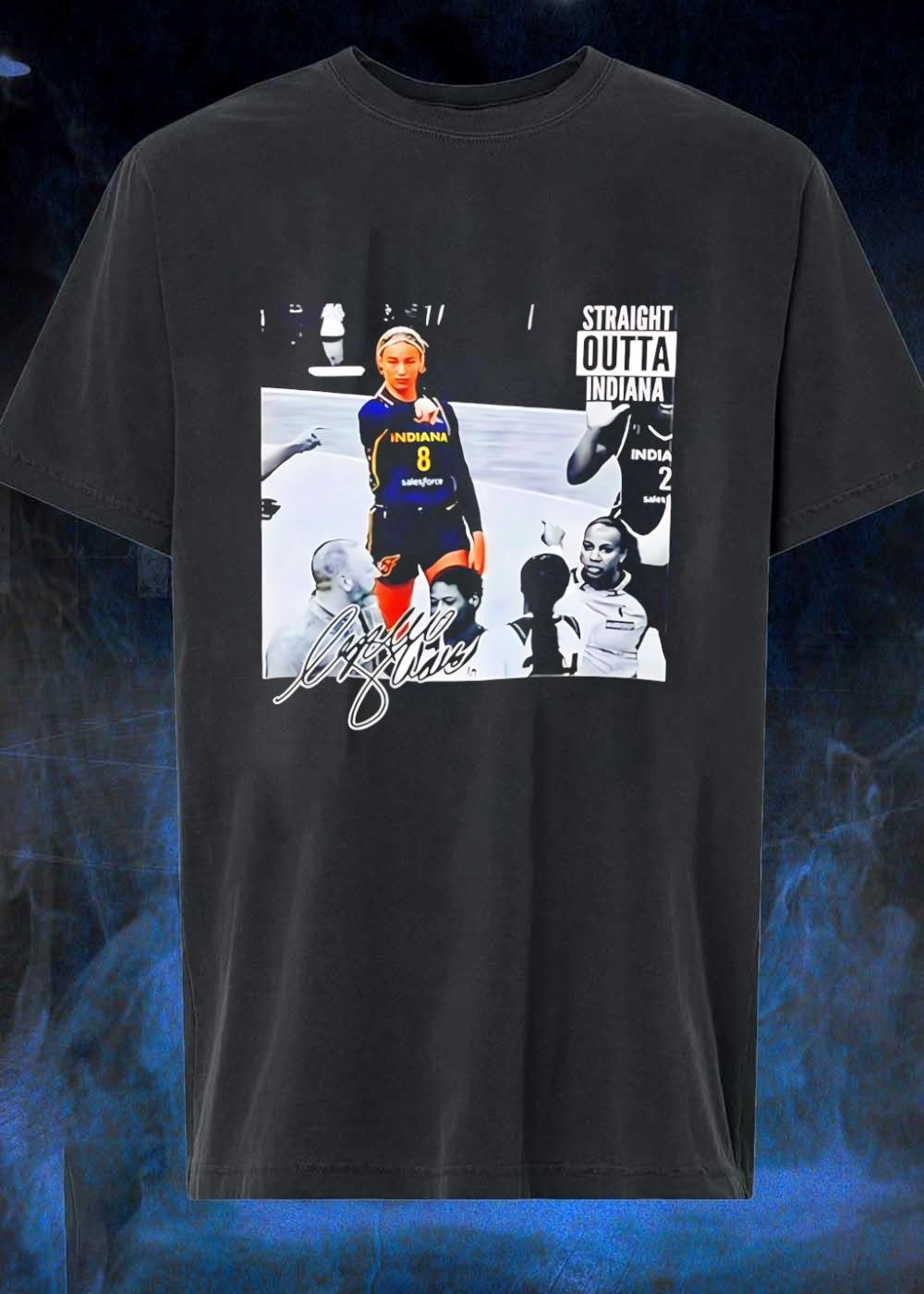 Caitlin Clark Pointing Basketball Player Straight Outta Indiana Fever T-Shirt