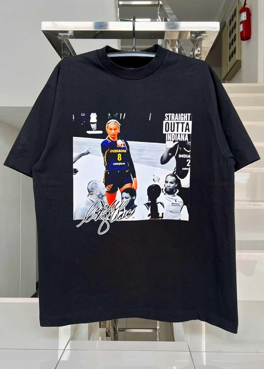 Caitlin Clark Pointing Basketball Player Straight Outta Indiana Fever T-Shirt
