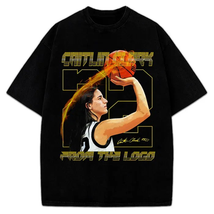 Caitlin Clark T-Shirt From The Logo Custom Fan Art Graphic Tee Crewneck Cotton Menswear Top Hoodie, Sweatshirt