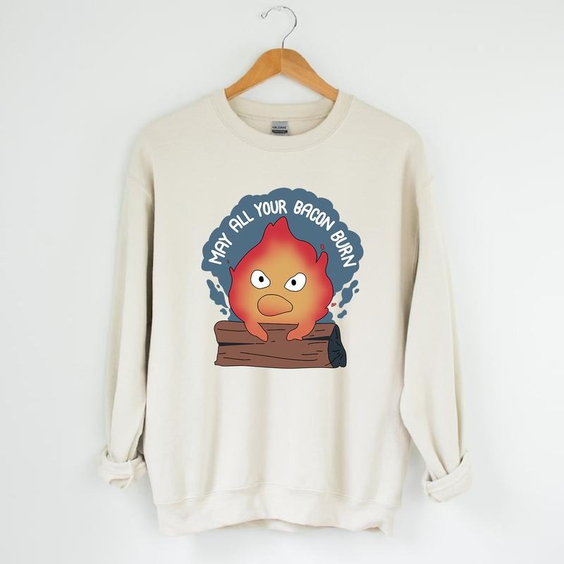 Calcifer May All Your Bacon Burn Howl's Moving Castle T-Shirt, Sweatshirt, Hoodie | UrbanDripWear.com