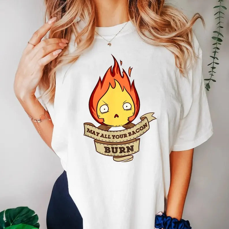 Calcifer May all Your bacon Burn Howl's Moving Castle T-Shirt Hoodie, Sweatshirt | UrbanDripWear.com