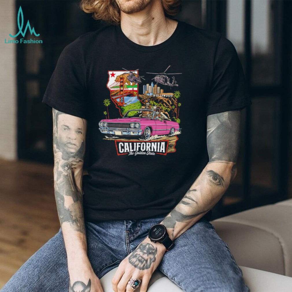 California The Golden State Retro Lowrider T Shirt