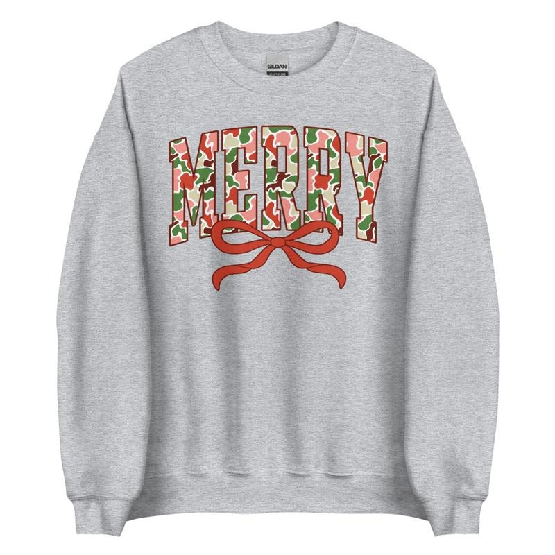 Camo Merry Graphic Crewneck Sweatshirt T-Shirts, Hoodie | UrbanDripWear.com