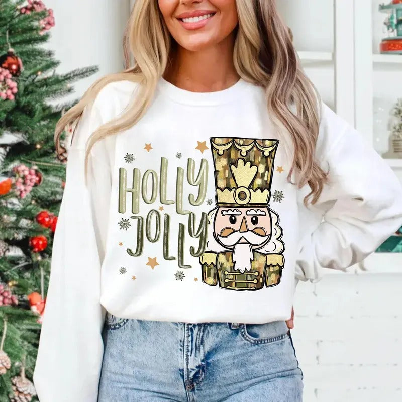 Camo Nutcracker Christmas Holly Jolly Sweatshirt, Holly Jolly, Camo Christmas, Nutcracker, Hunt Christmas Tee Hoodie