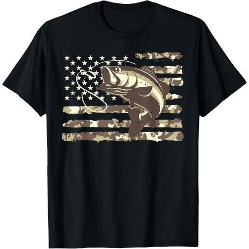 Camo US Flag Bass Fish Cool Fishing Patriotic Men T-Shirt Made in USA Hoodie, Sweatshirt | UrbanDripWear.com
