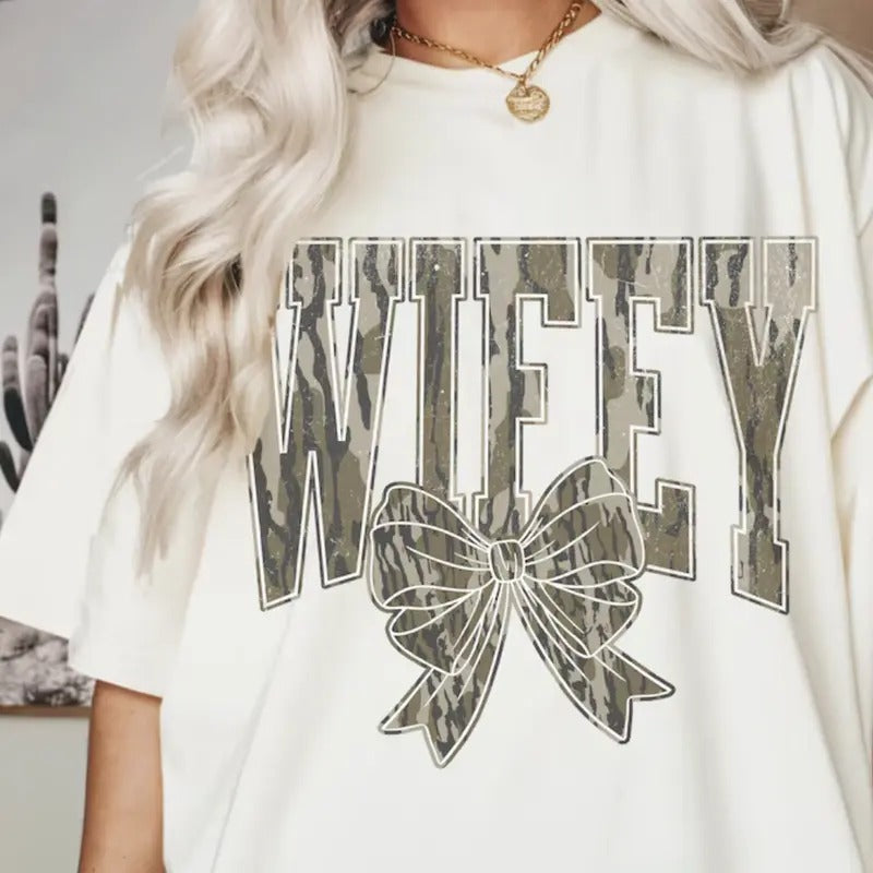Camo Wifey Hunting Shirt~ Unisex Apparel Relaxed Fit Printed In The USA Clothing Womenswear Casual Comfort Cotton Top...
