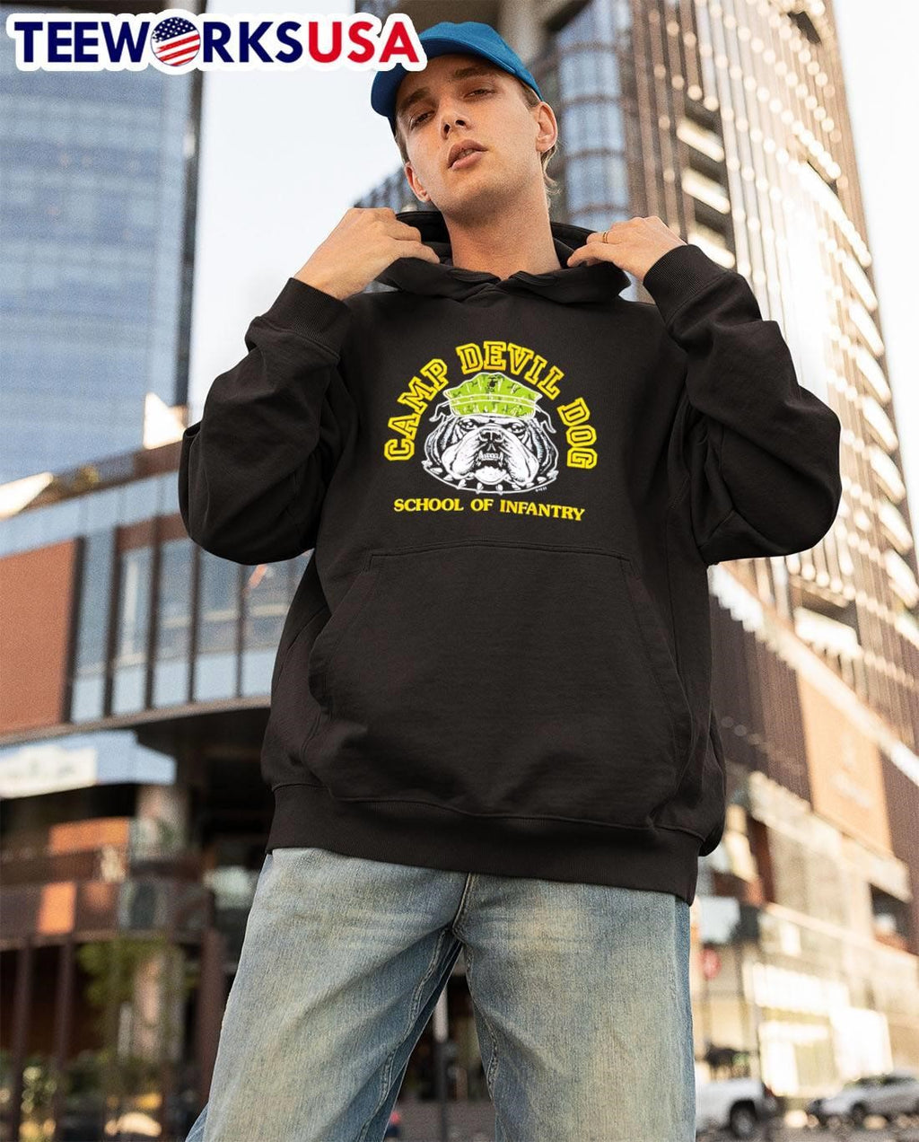 Camp Devil Dog School of Infantry Marine Bulldog T-Shirt