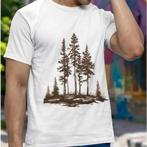 Camping T-Shirt, Pine Tree T-Shirt, Evergreen Trees, Gift for Forest Lovers, Travel Gift, Hiking Shirt, Nature Crewneck...
