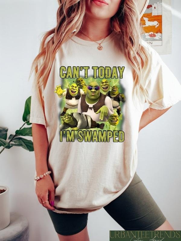 Can't Today I'm Swamped Shirt, Shrek Funny Trending Shirt, Fiona and Shrek Tshirt, Funny Shrek Trending Tee, Shrek Face...