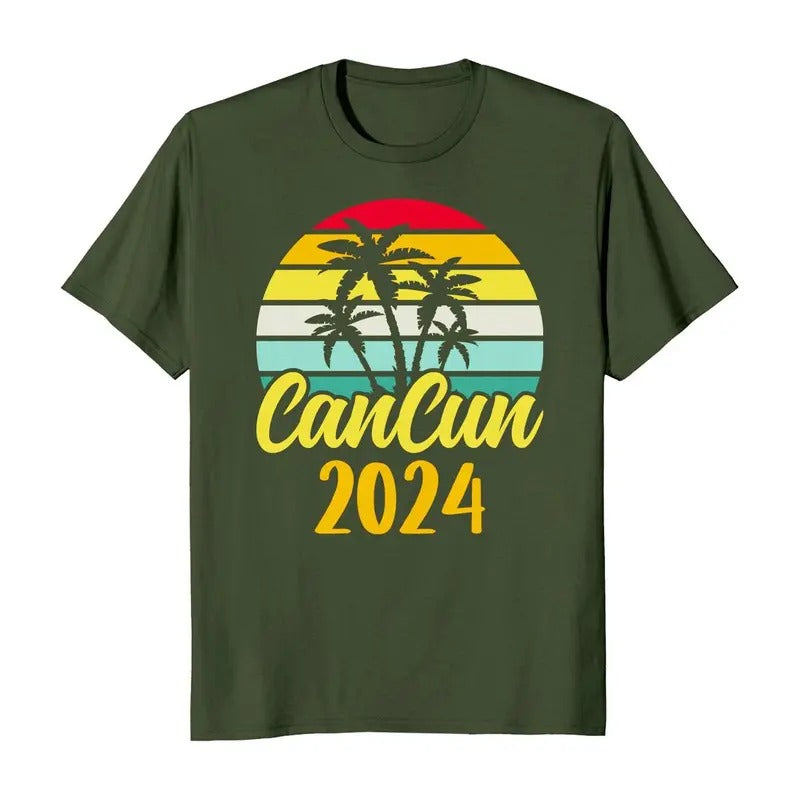 Cancun 2024 Mexico Vacation Trip Men's T-Shirt Casual Crewneck Hoodie, Sweatshirt | UrbanDripWear.com