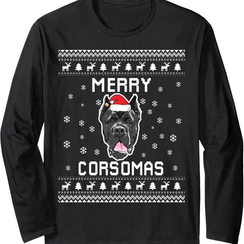 Cane Corso Dog Owner Ugly Christmas Sweater for Holidays Long Sleeve T-Shirt Hoodie, Sweatshirt | UrbanDripWear.com