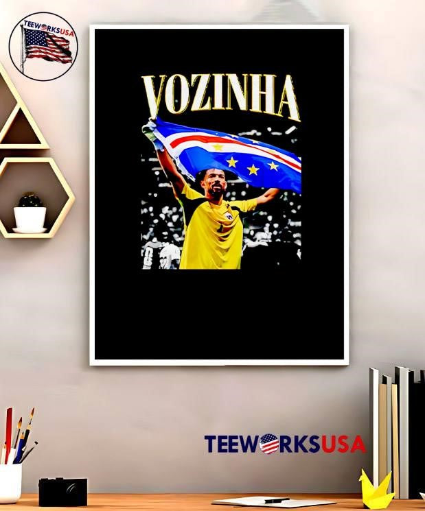 Cape Verde Soccer Legend Vozinha Celebrating with National Flag Men’s T-Shirt