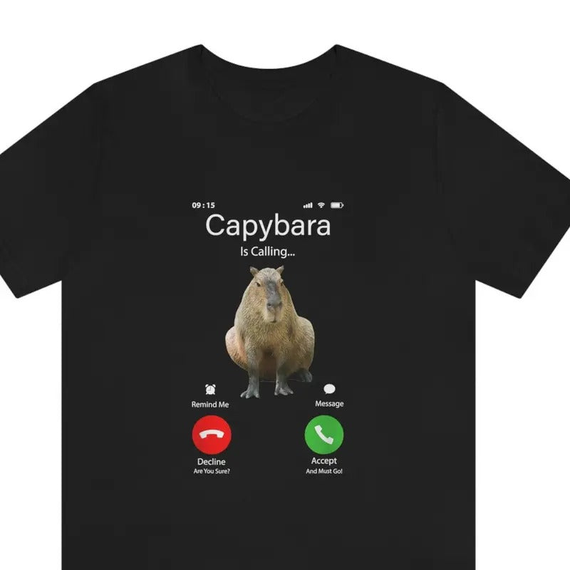 Capybara Calling Funny T-Shirt, Capybaras Lovers Gift, Largest Rodent Cavy Boys Girls Costume, Funny Animal Zoo Fans Pet...