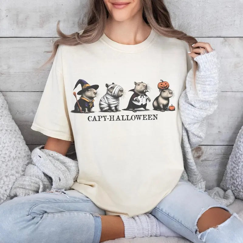 Capybara T-Shirt, Halloween Shirt, Halloween Costume, Cute Fall T-Shirt Hoodie, Sweatshirt | UrbanDripWear.com