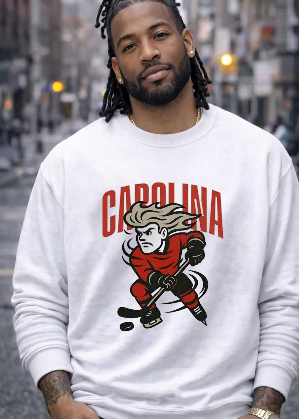 Carolina Hockey Player Skating Puck Graphic Carolina T-Shirt
