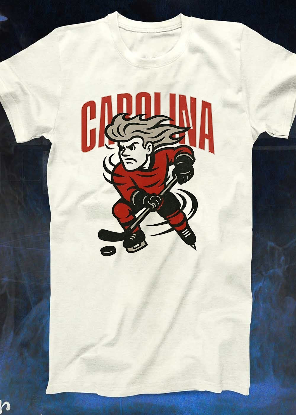 Carolina Hockey Player Skating Puck Graphic Carolina T-Shirt