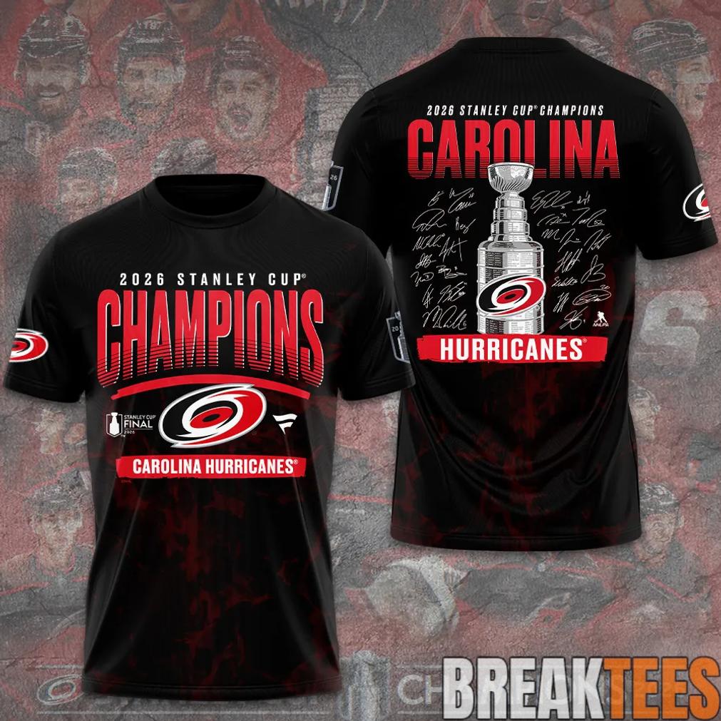 Carolina Hurricanes 2026 Stanley Cup Champions Black Limited Edition 3D T-Shirt
