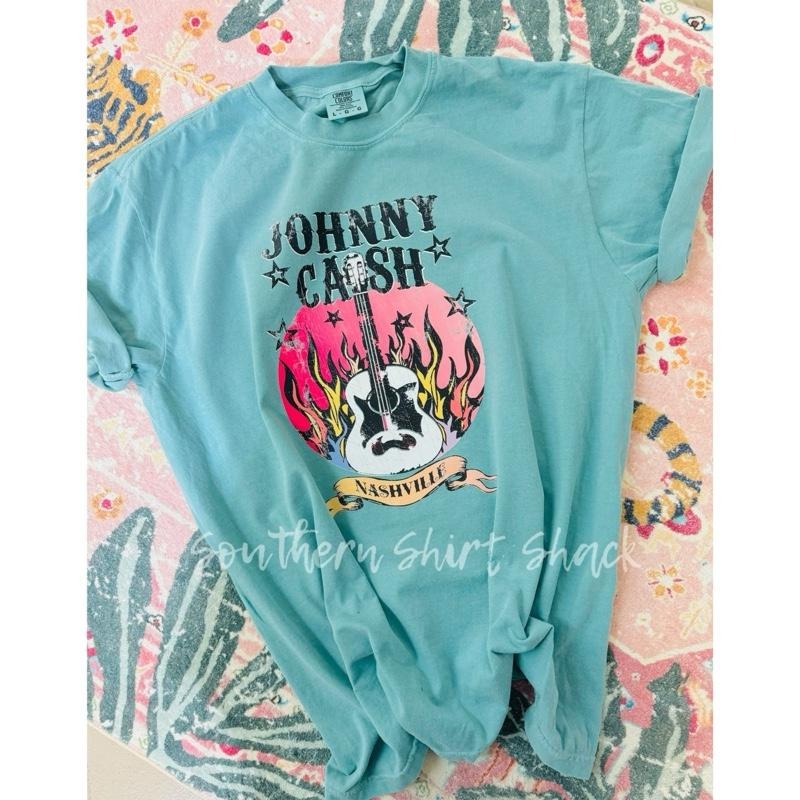 Cash Guitar T shirt  | Seafoam comfort colors t shirt Hoodie, Sweatshirt | UrbanDripWear.com
