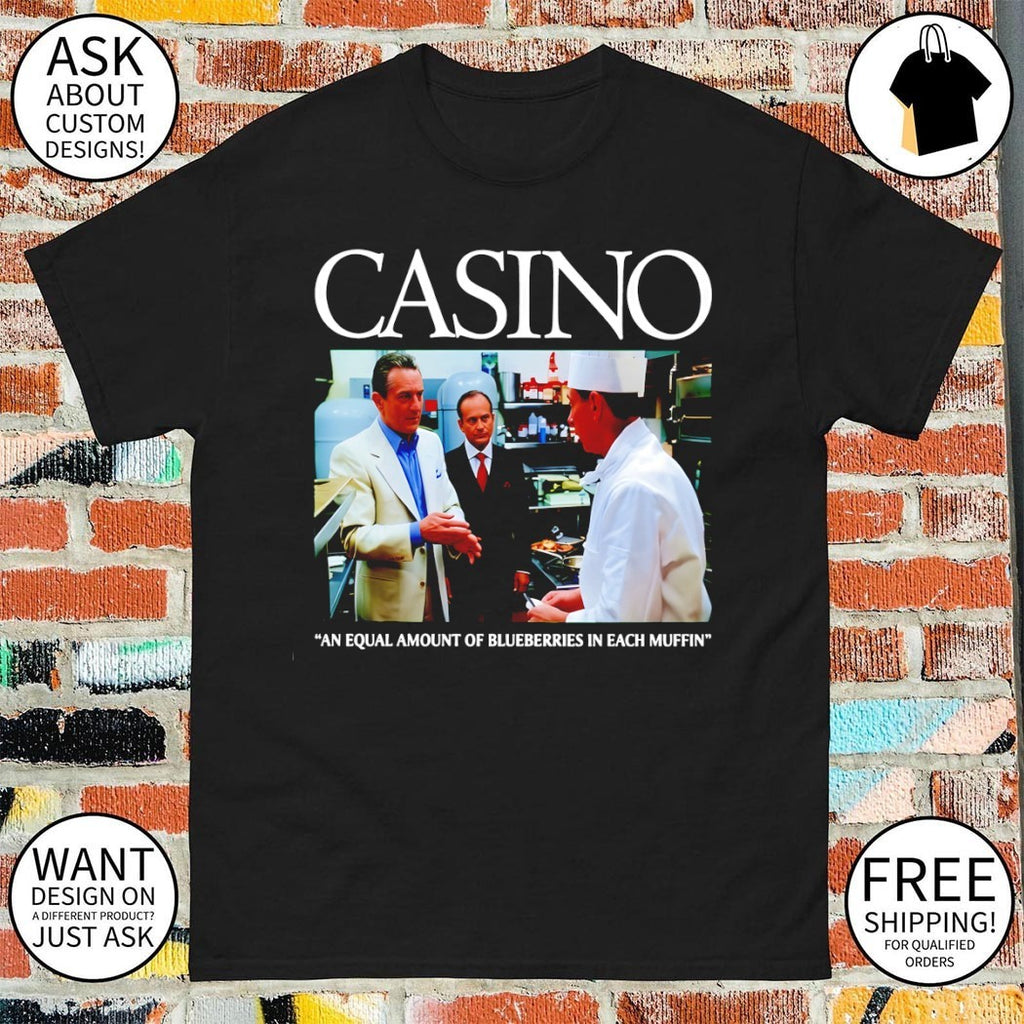 Casino an equal amount of blueberries in each muffin shirt