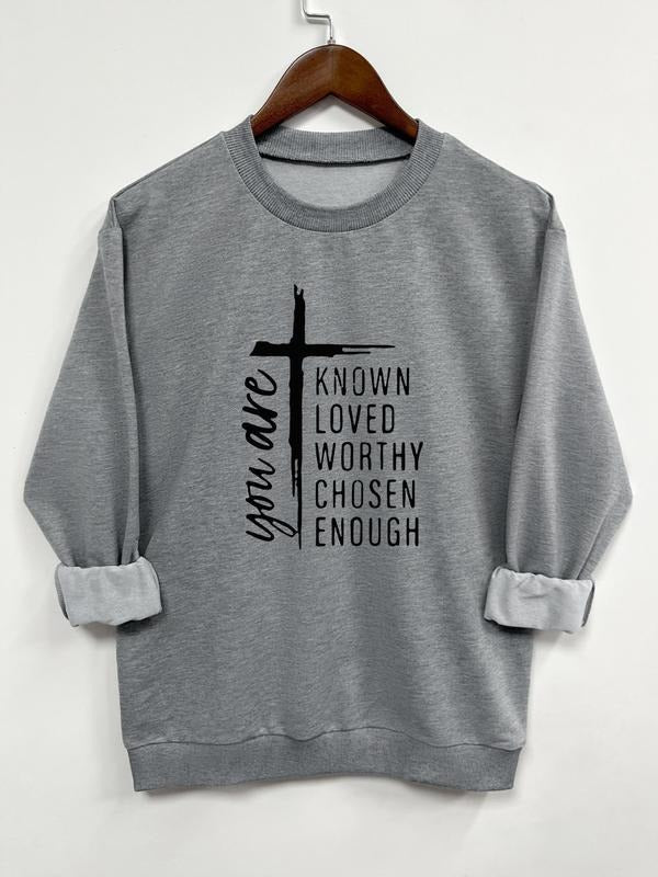 Casual Letter Print Long Sleeve Pullover Sweatshirt, Choose From 9 Colors, Fitted Design for Fall & Winter Fashion...