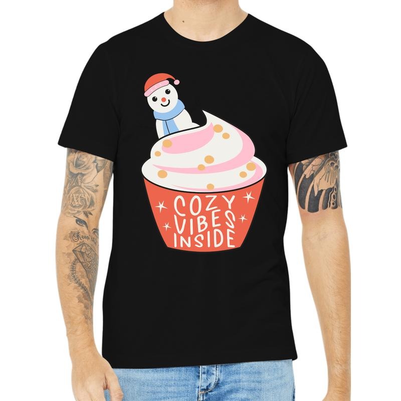Casual Short-sleeved Round Neck T-shirt, Men's Clothing Tops For Daily Activities Cozy Christmas Vibes: A Cartoon Snowman...