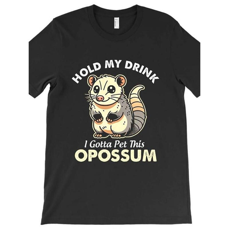 Casual T-shirt [Funny Possum T-Shirt] Funny Men's Hold My Drink I Gotta Pet This Possum 1013 T-Shirt Graphic Menswear...
