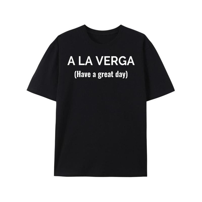 Casual T-shirt A La Verga Black T-shirt-5389 Funny Men's Short Sleeve Graphic T-shirt Collection Black Tees Streetwear...